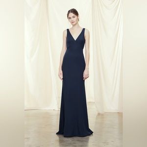 Amsale Long Bridesmaid Dress Gwyneth Navy